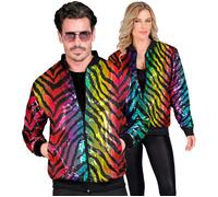 Widmann 12366 Party Fashion Bomberjacke mit Pailletten Bomber Jacket, Animal Print, Brown Leopard, XXL