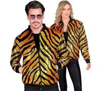 Widmann - Party Fashion Bomber Jacket, Tiger Pattern, Sequin Jacket, Vest, Party Outfit, Disco, Animal Print