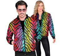 Widmann - Party Fashion Bomber Jacket, Tiger Pattern, Sequin Jacket, Vest, Party Outfit, Disco, Animal Print