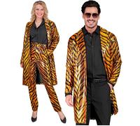WIDMANN - Party Fashion Sequin Coat, Tiger Pattern, Jacket, Vest, Party Outfit, Disco, Carnival, Animal Print