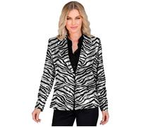 Widmann Party Fashion Jacket (Animalier Zebra Sequin Jacket) (S) Silver