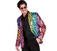 Widmann - Party Fashion Men's Rainbow Tiger Pattern Disco Fever Strike Move Sequin Jacket