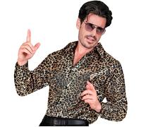 Widmann Party Fashion Shirt (Animalier Leopard Sequin Shirt) (S/M) Gold
