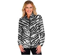 Widmann Party Fashion Shirt (Animalier Zebra Sequin Shirt) (S/M) Silver