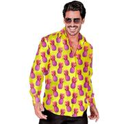 Widmann - Party Fashion Shirt Pineapple Pattern Neon Men's Shirt Long Sleeve Showmen Theme Party Costume
