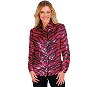 Widmann Party Fashion Shirt (Pink Animalier Sequin Shirt) (L/XL) Pink