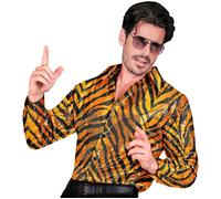 Widmann MILANO PARTY FASHION - Party Fashion Men's Rainbow Sequin Shirt Disco Fever Strike Movie Animal Print Men's Shirt