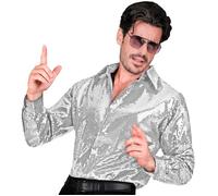 Widmann Party Fashion Shirt (Silver Sequin Shirt) (S/M) Silver