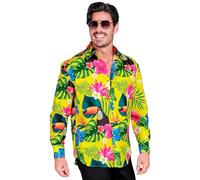 Widmann - Party Fashion Shirt, Tropical Pattern, Neon, Hawaii Shirt, Bird of Paradise, Showmen