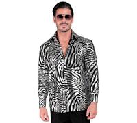 Widmann - Party Fashion Shirt, Zebra Pattern, Animal Print, Animal Costume, Showmen, 80s, Disco Fever