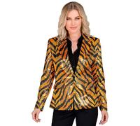 Widmann - Party Fashion Women Tiger Pattern Disco Fever Bat Move Animal Print Sequin Blazer Jacket