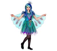 Pixie Girls Peacock Fairy Childs Kids Fancy Dress Costume Outift 8-10 Yrs