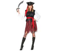 Widmann - Pirate of the Caribbean costume, blouse with vest, skirt, belt, headband, hat, pirate, theme party, carnival, fancy dress
