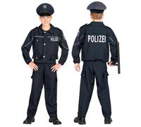 Widmann Polizist (Jacket, Pants, Hat) (140 cm / 8-10 Years) Blue
