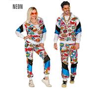 Widmann 09631 - Costume 80s Tracksuit Pop Art, Jacket and Trousers, Comfortable to Wear, Comic, Jogging Suit, Retro Style, Bad Taste Party, Carnival, Multicoloured, S