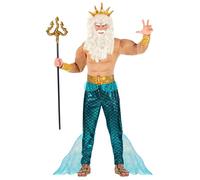 W WIDMANN MILANO Party Fashion - Poseidon Costume for Men, Marine World, Fantasy, Fairy Tales, Muscular, Romans and Greeks, Gods and Goddesses, Carnival, Theme Parties, Size M