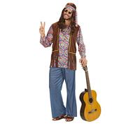 Mens Psychedelic Hippie Man Costume Large UK 42/44" for 60s 70s Hippy Fancy Dress