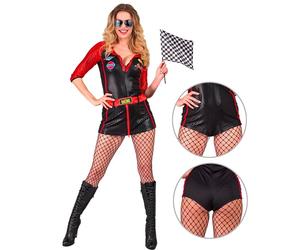 Widmann Race Car Driver (Bobysuit, Mini Skirt, Flag) (S) Black