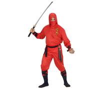 Widmann 01332 ? Adults Dragon Ninja Costume, Hooded Top, Trousers, Belt, Face Mask, Red