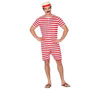 Widmann 10135181 Costume Retro Swimsuit, Striped, red, L