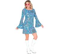 Widmann Retro Women's Dress Mandala Blue Costume 60s 70s M