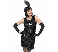 Widmann Roaring 20s Flapper (Dress, Headband With Feather) (XS) Black