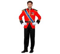 Widmann 23572 Royal Prince Costume Jacket with Sash, Trousers, Belt, Gloves, Uniform, Theme Party, Carnival, Fancy Dress, Multicoloured, M