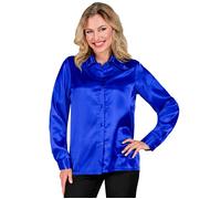 Widmann Satin Blue 70s Disco Shirt (M) Blue