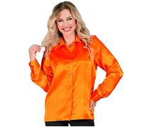 Widmann Satin Blouse for Women, 70s Disco Fever, Retro Style, Schlagermove, Party Shirt, Women's Shirt, Orange