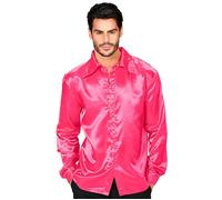 Widmann Satin Pink 70s Disco Shirt (L) Pink