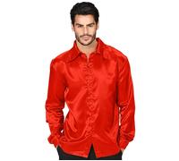 Widmann Satin Red 70s Disco Shirt (S) Red