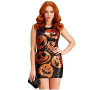 Ladies Sequin Dress Spiderweb & Spider Costume Large UK 14-16 for 70s Disco Fancy Dress