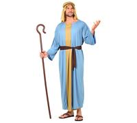 Widmann Milano Men's Shepherd Costume - Tunic, Long Vest, Belt, Headdress - XXL Turquoise / Light