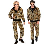 Widmann 79390 Trainingsanzug Metallic Tiermuster Animal Print Tiger Tracksuit Costume, Silver, XXL