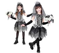 Widmann Skelebride (Dress, Fingerless Gloves, Bridal Veil) (128 cm / 5-7 Years)