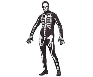 Widmann ? Skeleton arrapato Mens, S, vd-wdm03691 | 3 Piece Set with Jumpsuit, Gloves and Mask for Halloween, Theme Party and Carnival