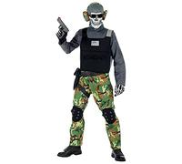 W WIDMANN MILANO Party Fashion - Skeleton Soldier Costume for Children, Military, Zombie, Halloween, Carnival, Theme Parties