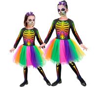 Widmann Skelton (Tutu Dress, Skull Bow Headband) (128 cm / 5-7 Years) Different