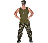 Widmann - Soldier Costume, Tank Top, Trousers, Baseball Cap, Carnival, Theme Party