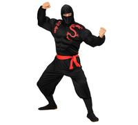 Widmann Super Muscle Ninja (Hooded Muscle Shirt, Face Mask, Pants, Belt) (S) Bla