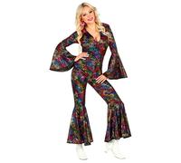WIDMANN 05021 Small Adult Womens Multicoloured 70s Disco Style Jumpsuit. Includes Jumpsuit. Fancy Dress, Outfit, Costume, World Book Day, Halloween, Carnival, 70s, 80,
