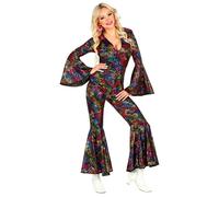 WIDMANN 05021 Small Adult Womens Multicoloured 70s Disco Style Jumpsuit. Includes Jumpsuit. Fancy Dress, Outfit, Costume, World Book Day, Halloween, Carnival, 70s, 80,