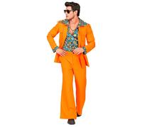 Widmann The 70s Disco Style - Orange (Jacket With Shirt, Pants) (S) Orange