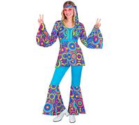 Widmann The 70s Groovy Style - Blue Bubbles (Shirt, Pants, Headband) (M) Turquoi