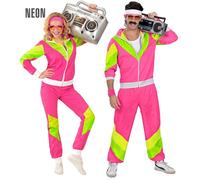 WIDMANN 98811 - Adult Costume 80s Tracksuit, Pink/Yellow/Green, S