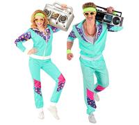 WIDMANN 10170 - Adult Costume 80s Tracksuit, Orange/Green/Yellow, XXL