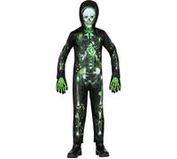 Widmann Toxic Skeleton (Jumpsuit, Hooded Mask) (128 cm / 5-7 Years) Green