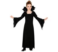 Widmann 52388, Vampirin Children's Long Collar Silver Black for Girls Vampire Bat Costume Fancy Dress Theme Party Carnival Halloween, Solid, multicoloured, 158