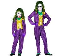Widmann 08037 Children's Evil Clown, Jacket with Blouse and Vest, Trousers, Gloves, Joker, Psycho, Killer, Costume, Fancy Dress, Theme Party, Carnival, Halloween, Multicoloured, 140