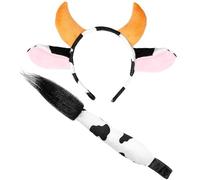Widmann 09736 Cow Set, Headband and Tail, White/Black, Standard Size